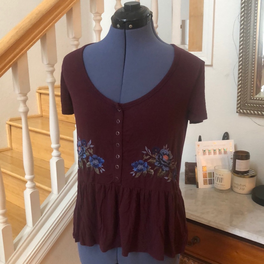 American Eagle Soft&Sexy Maroon T-shirt Size S